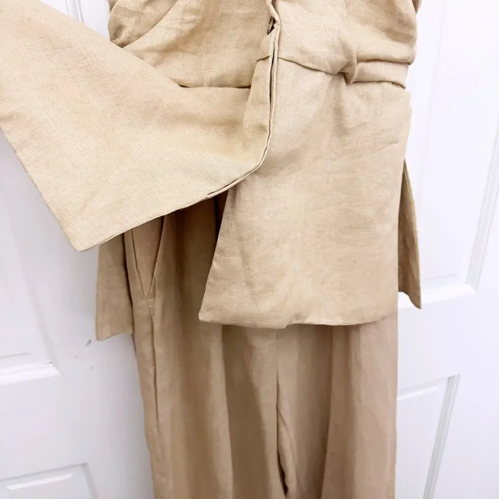 Zara Linen Halter Jumpsuit (Size Medium)